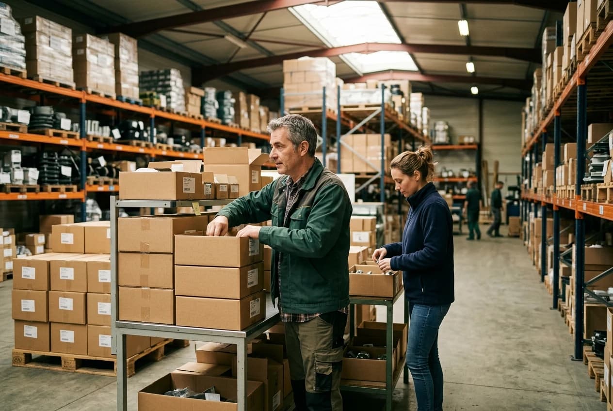 Un responsable d'entrepôt prépare une commande client